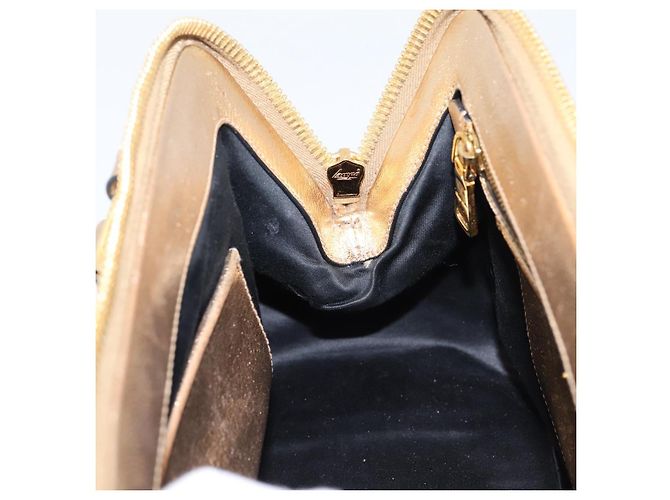 Bolsa de Mão Miu Miu Madras Leather 2way Gold Auth 207611A Dourado - vista 24