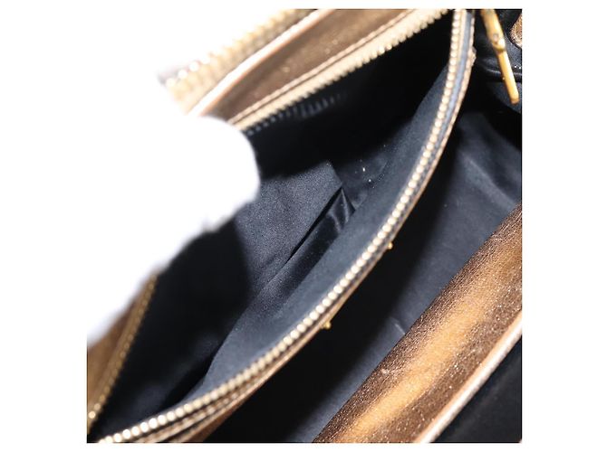 Bolsa de Mão Miu Miu Madras Leather 2way Gold Auth 207611A Dourado - vista 26