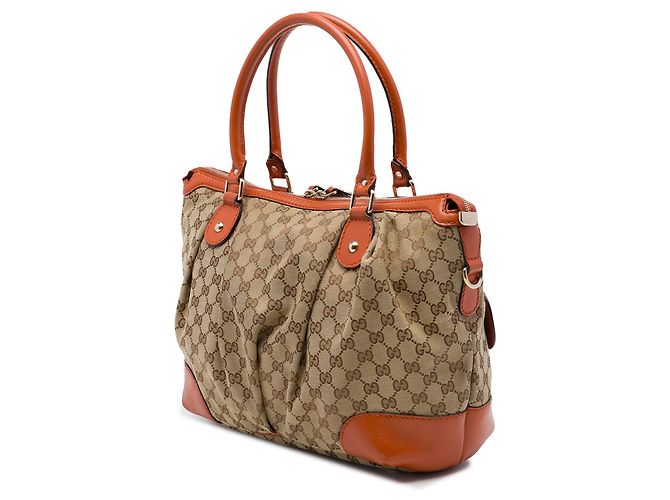 Borsa Satchel Gucci GG Canvas Sukey Arancione - vista 2