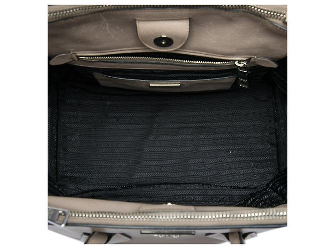 Double Bolsa Prada Glace Calf de Alça Dupla e Bolso Duplo, Castanho Marrom - vista 4