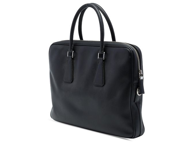 Sac business Prada Saffiano rayé noir - vue 2