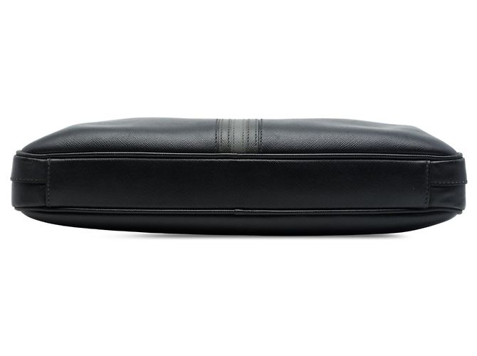 Sac business Prada Saffiano rayé noir - vue 3