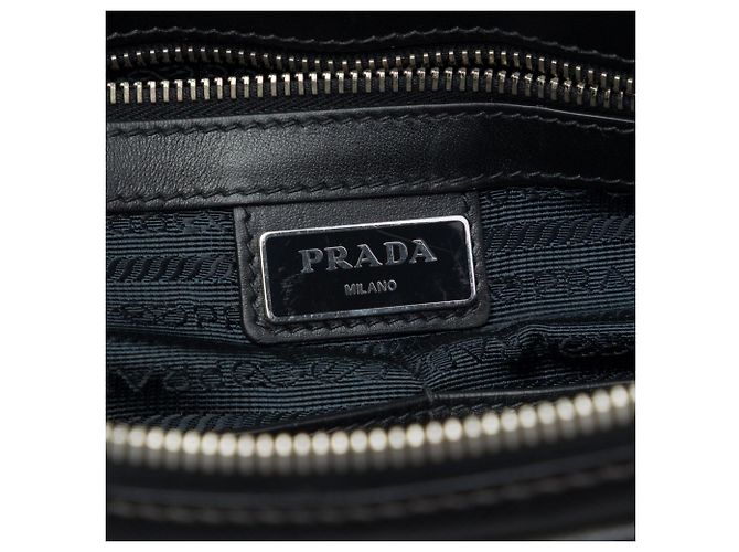 Sac business Prada Saffiano rayé noir - vue 5