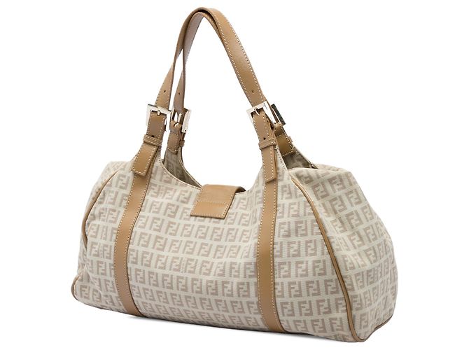 Borsa a tracolla Fendi Zucchino Canvas Beige - vista 2