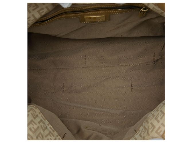 Borsa a tracolla Fendi Zucchino Canvas Beige - vista 4