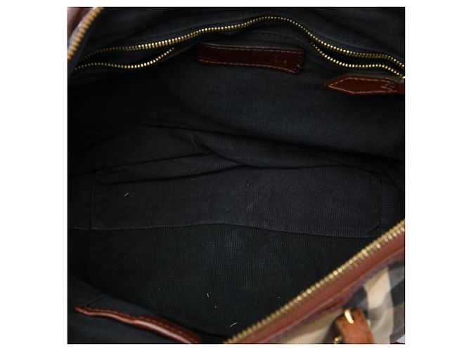 Borsa Tote Burberry Small House Check Canvas Bridle Salisbury Marrone - vista 4