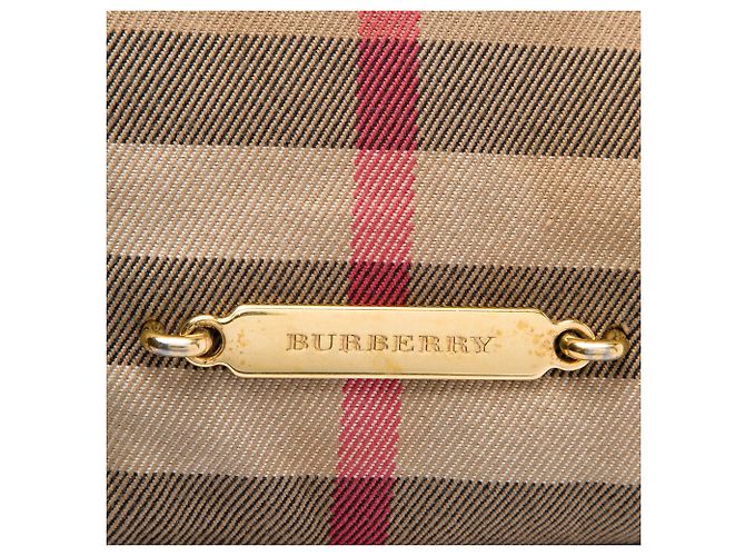 Borsa Tote Burberry Small House Check Canvas Bridle Salisbury Marrone - vista 5