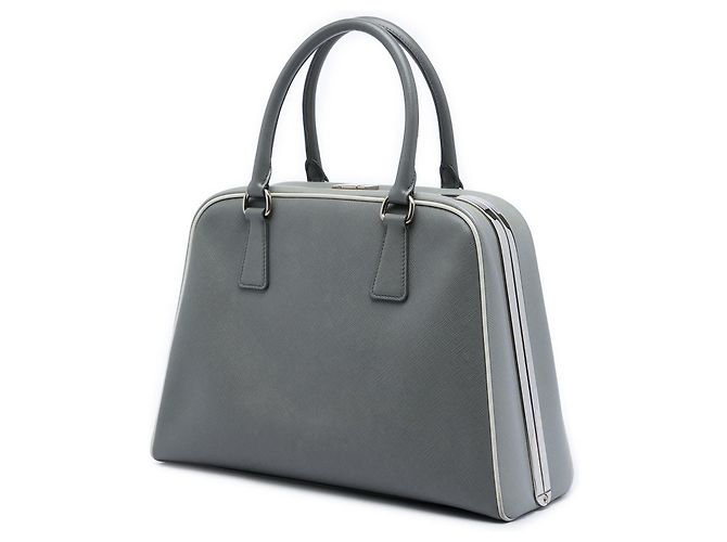 Sac à main Prada Saffiano Lux Pyramid Frame Gris - vue 2