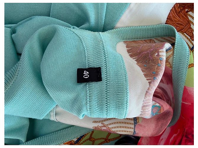Dolce & Gabbana Seidentop mit Rosenprint Blu Mediterraneo Braun Pink Rot Grün Hellblau - Ansicht 8