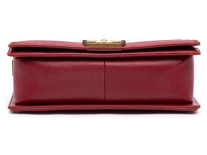 Bolso bandolera Chanel Boy Flap de piel de cordero acolchada, Old Medium, Rojo Roja - vista 3