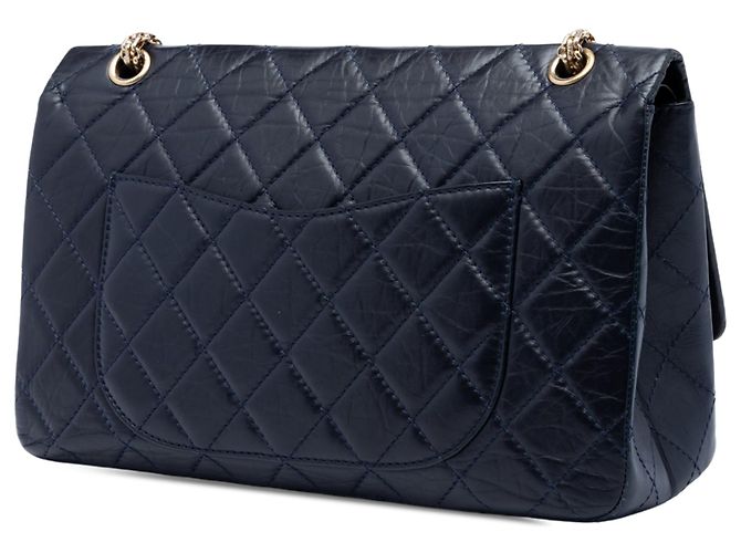 Borsa a tracolla Chanel Reissue 2.55 Double Flap 227 in pelle di vitello matelassé blu - vista 2