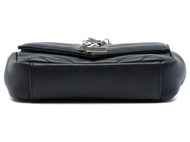 Autre Marque Borsa a catena Black Saint Laurent Baby Chevron Sheepskin Monogram Classic Punk Nero - vista 3