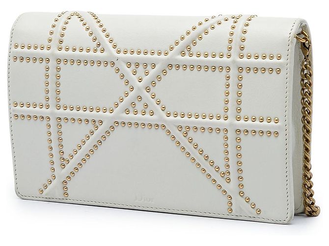 Borsa a tracolla Diorama in vitello borchiato bianco Dior - vista 2
