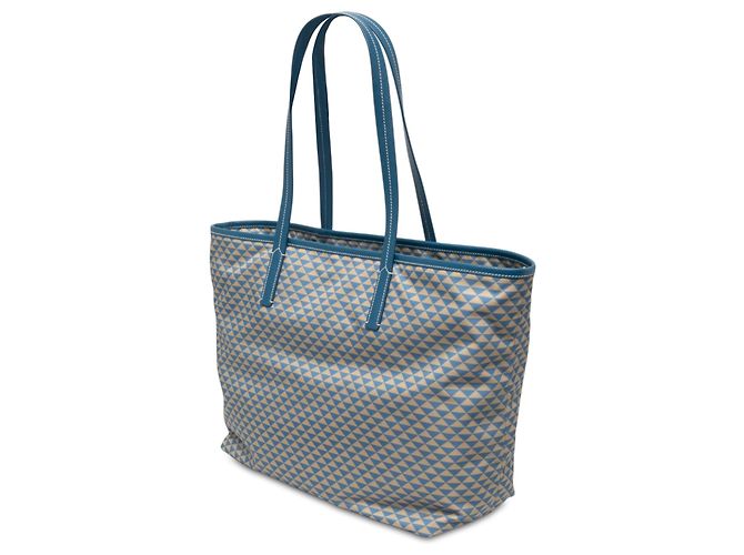 Tote Prada Symbole Triangolo in Tessuto con rifiniture in Saffiano Blu - vista 2
