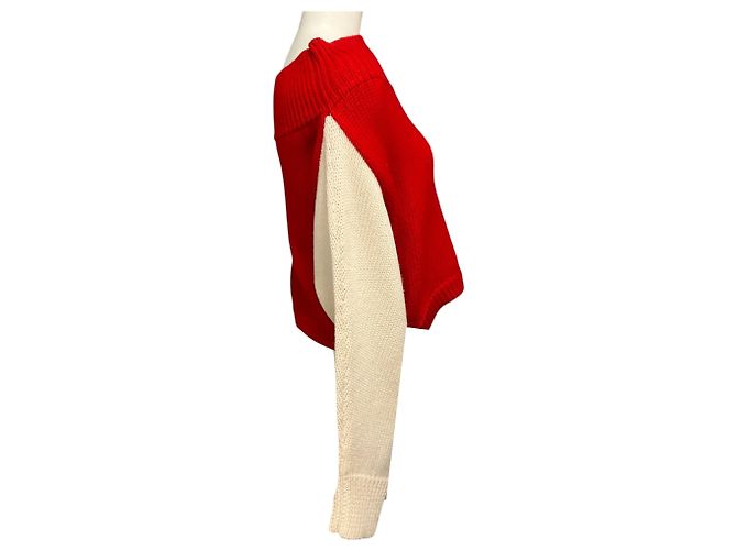 Autre Marque Camisola curta de malha de lã Monse Vermelho / Marfim com riscas - vista 2