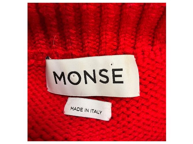 Autre Marque Camisola curta de malha de lã Monse Vermelho / Marfim com riscas - vista 4