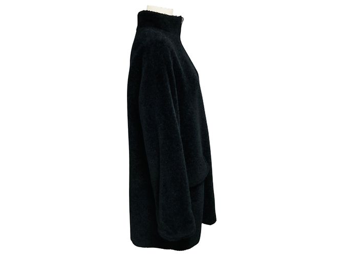 Cappotto reversibile Max Mara in pelliccia di alpaca e lana nero - vista 2