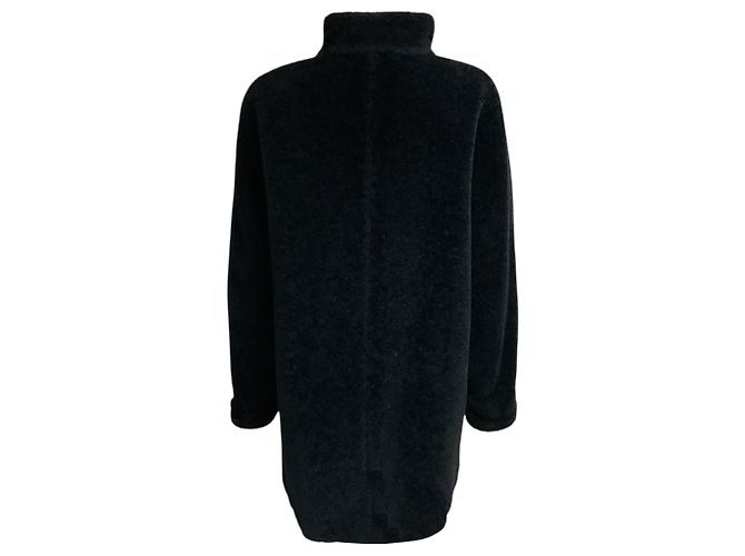 Cappotto reversibile Max Mara in pelliccia di alpaca e lana nero - vista 3