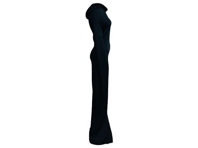 Salvatore Ferragamo Vestido maxi em jersey de manga comprida e decote drapeado Ferragamo preto - vista 2