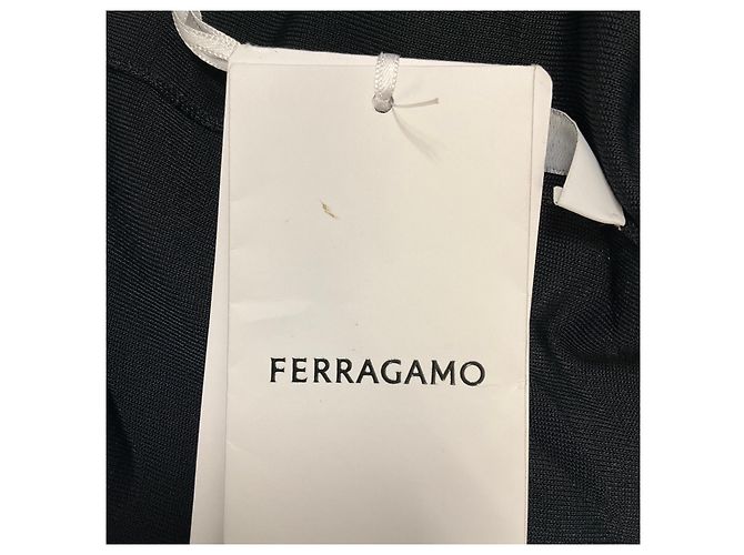 Salvatore Ferragamo Vestido maxi em jersey de manga comprida e decote drapeado Ferragamo preto - vista 5
