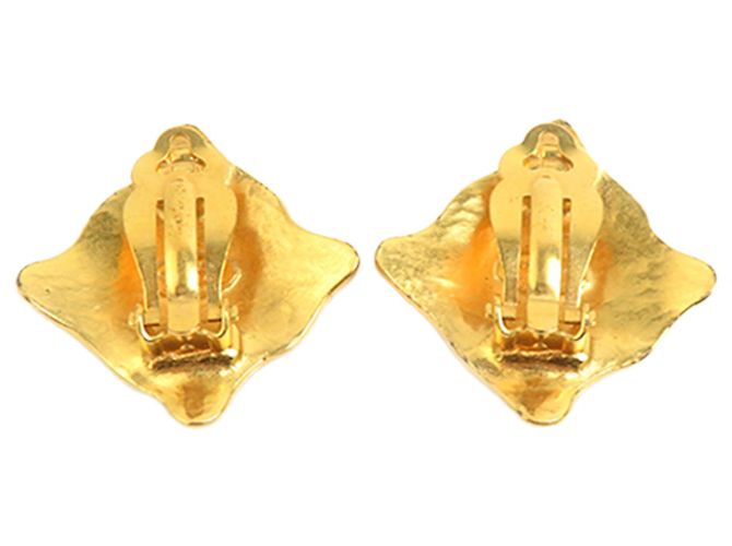 Pendientes de clip Chanel CC chapados en oro en forma de rombo Dorado - vista 2