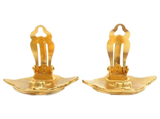 Pendientes de clip Chanel CC chapados en oro en forma de rombo Dorado - vista 3