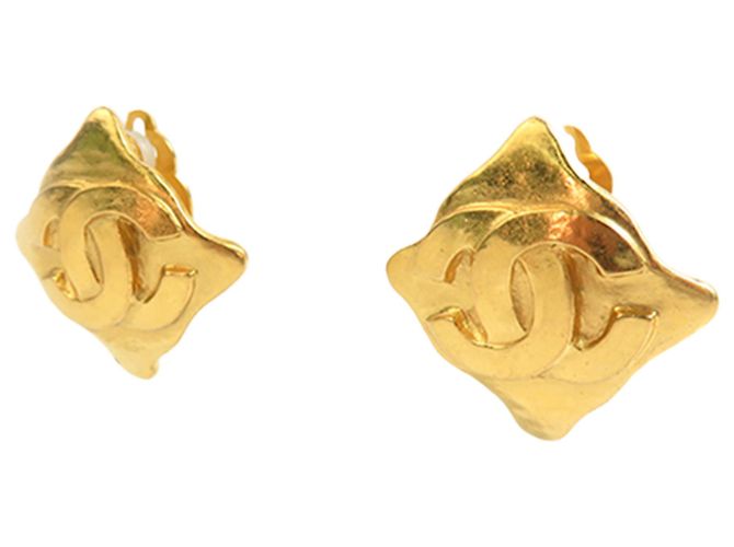 Pendientes de clip Chanel CC chapados en oro en forma de rombo Dorado - vista 7