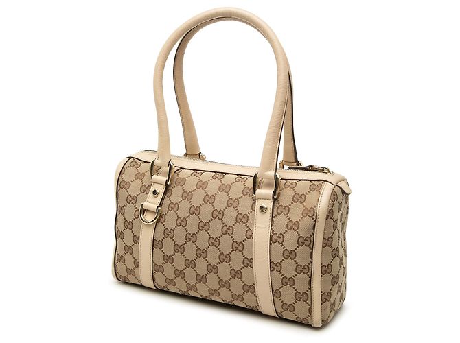 Bolsa Boston Gucci GG Canvas Abbey D Ring Bege - vista 2