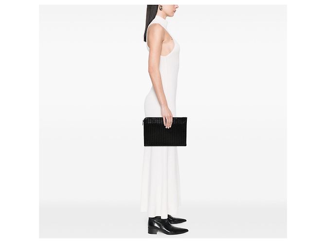 Borsa a Clutch Document Case Medium in Nappa Intrecciato Nera Bottega Veneta Nero - vista 6