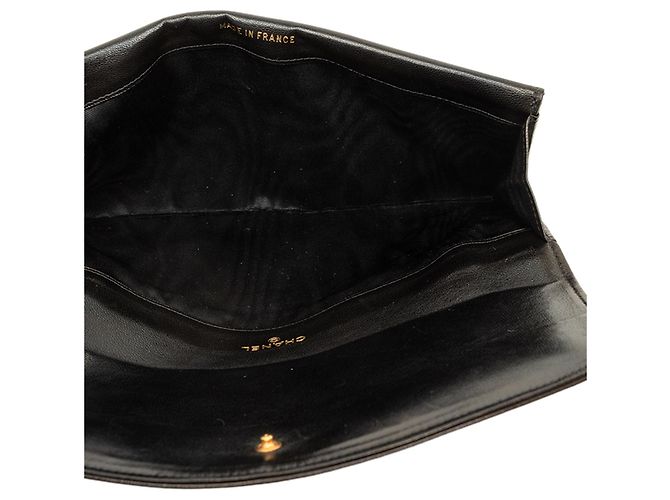 Black Chanel CC Lambskin Stitched Double Flap Long Wallet - view 4