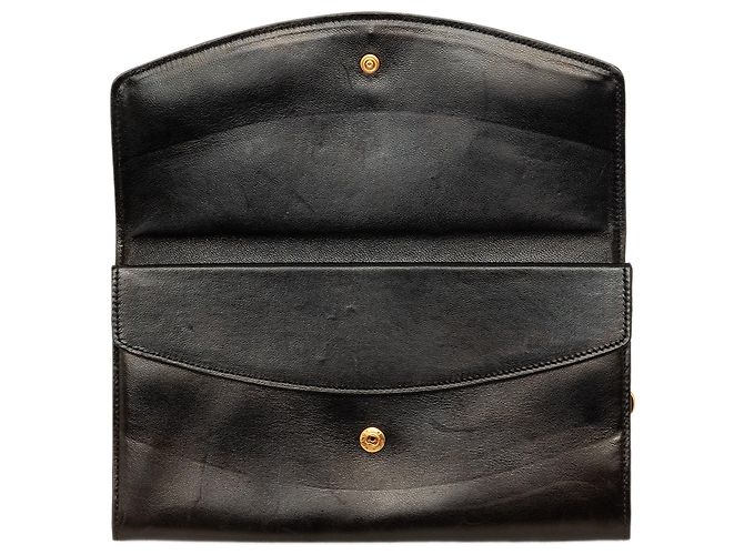 Black Chanel CC Lambskin Stitched Double Flap Long Wallet - view 5