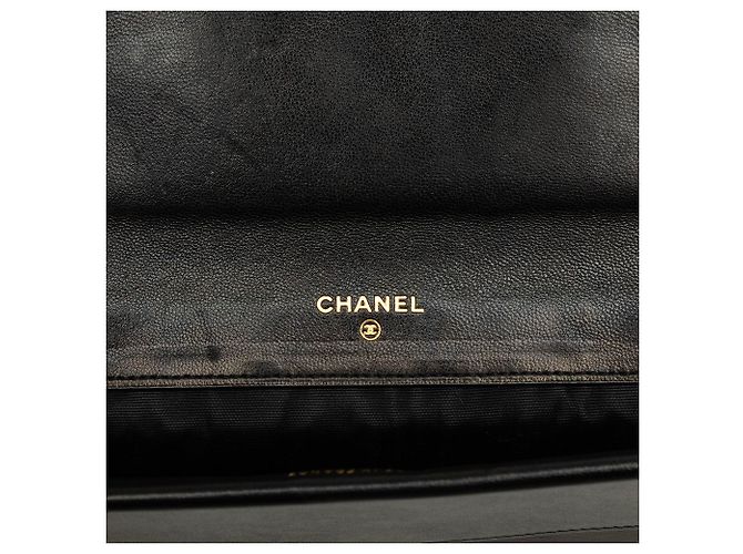 Black Chanel CC Lambskin Stitched Double Flap Long Wallet - view 6