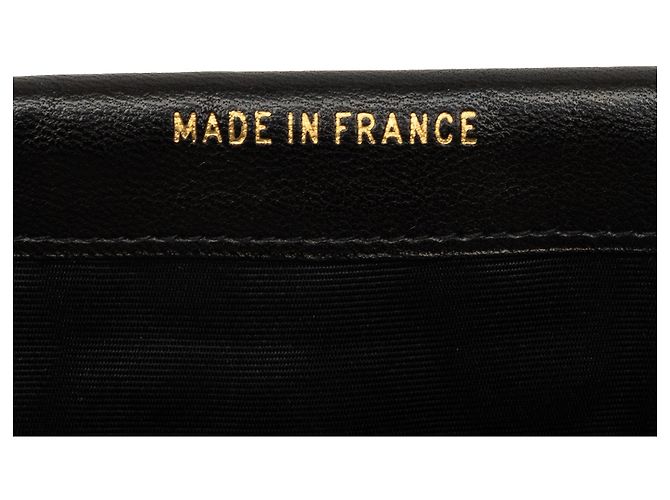 Black Chanel CC Lambskin Stitched Double Flap Long Wallet - view 7