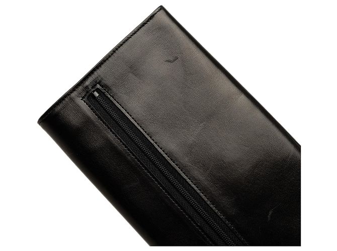 Black Chanel CC Lambskin Stitched Double Flap Long Wallet - view 9