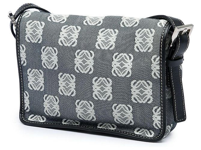 Borsa a tracolla con patta LOEWE Anagram Canvas Grigia Grigio - vista 2