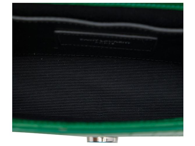 Autre Marque Borsa a tracolla Saint Laurent Kate Tassel Small in pelle embossed croc verde con monogramma - vista 4