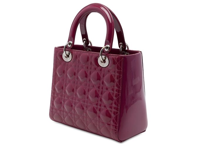 Bolsa Lady Dior Medium em couro envernizado Cannage Rosa - vista 2