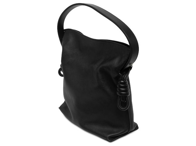 Borsa a pochette LOEWE Flamenco Knot Large in pelle di vitello nera Nero - vista 2