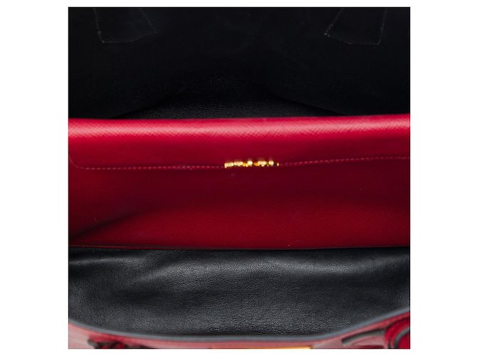 Prada Large Double Satchel aus Saffiano-Leder in Rot - Ansicht 4