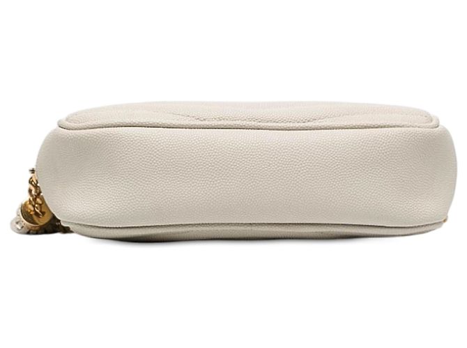 Autre Marque Borsa camera Mini Lou con nappina in pelle grain de poudre monogrammata bianca Saint Laurent Bianco - vista 3