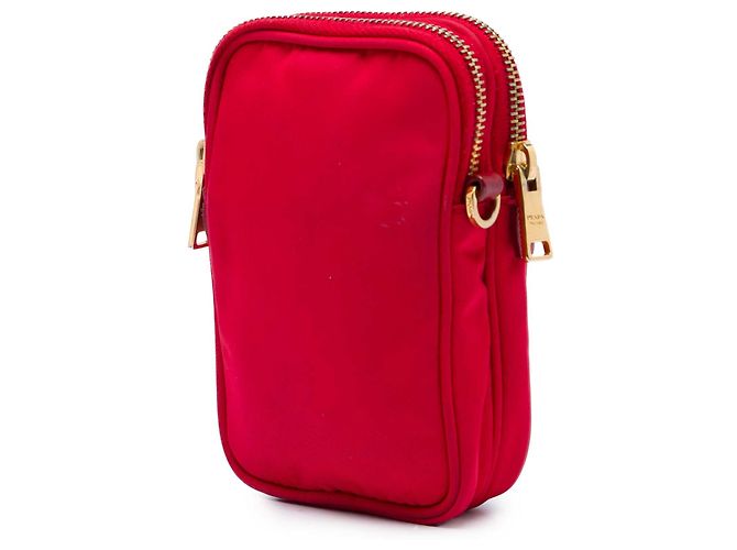 Borsa a tracolla Prada Tessuto rossa con doppia zip per telefono Rosso - vista 2