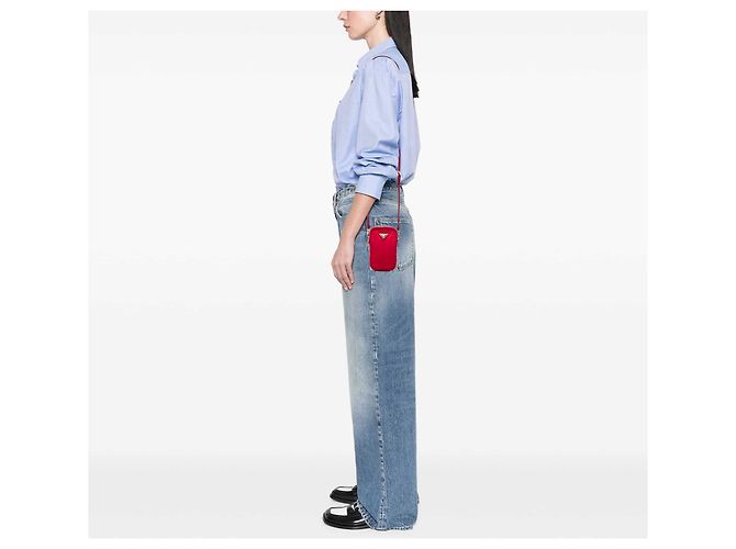 Borsa a tracolla Prada Tessuto rossa con doppia zip per telefono Rosso - vista 5
