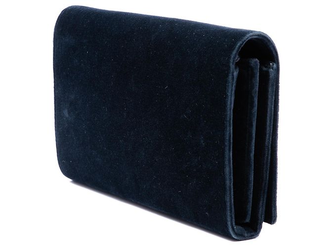 Autre Marque Borsa a tracolla portafoglio con catena Kate in camoscio blu con monogramma Saint Laurent - vista 2