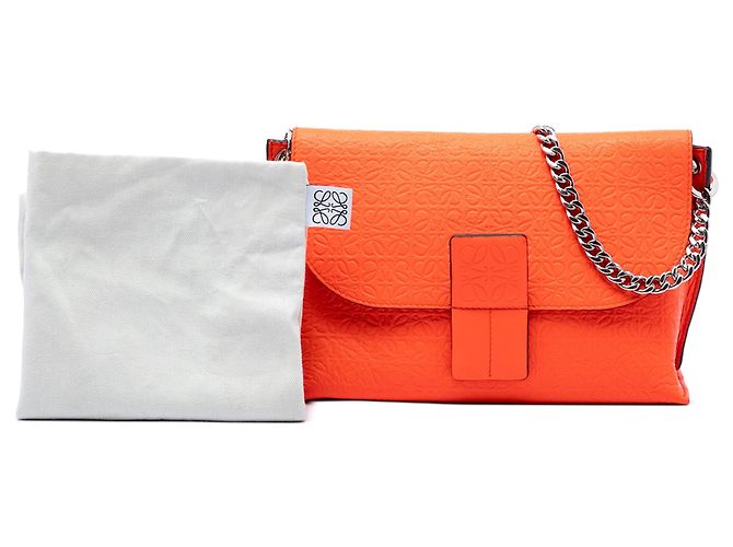 Borsa a tracolla Repeat Avenue in pelle con Anagramma impresso LOEWE Arancione - vista 7