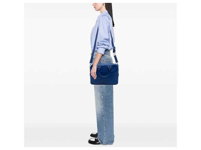 Borsa Business Dior Homme in Pelle Blu - vista 6