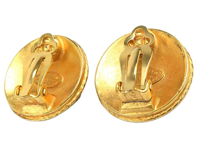 Gold Chanel CC vergoldete runde Clip-On Ohrringe Golden - Ansicht 2