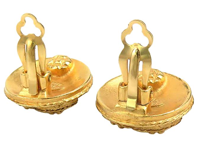Gold Chanel CC vergoldete runde Clip-On Ohrringe Golden - Ansicht 4