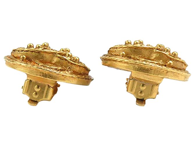 Gold Chanel CC vergoldete runde Clip-On Ohrringe Golden - Ansicht 6