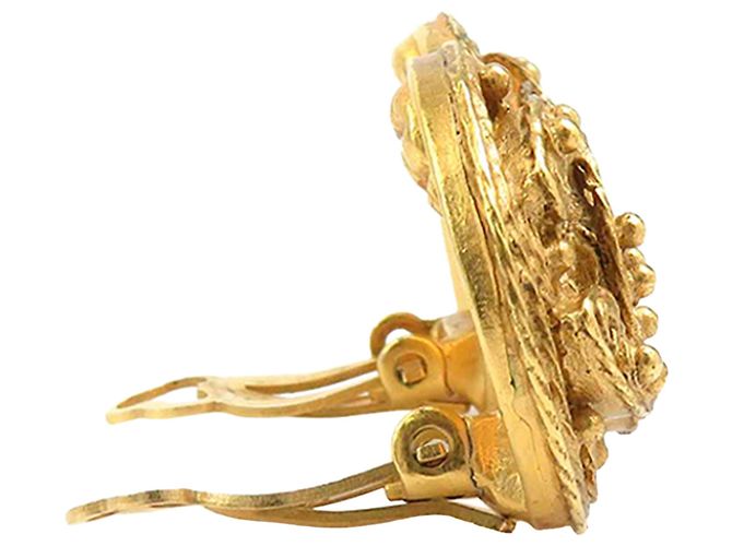 Gold Chanel CC vergoldete runde Clip-On Ohrringe Golden - Ansicht 7