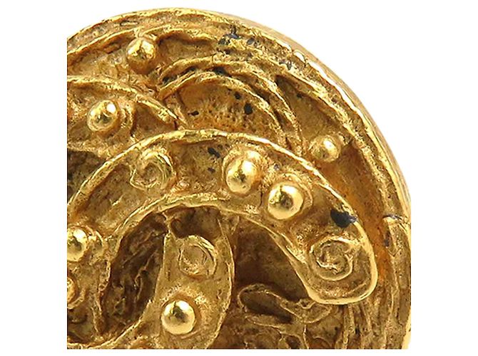 Gold Chanel CC vergoldete runde Clip-On Ohrringe Golden - Ansicht 9